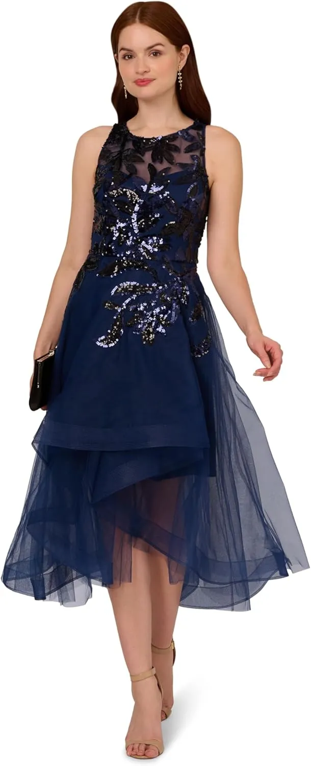Adrianna Papell Women's Sequin Combo High-Low Dress