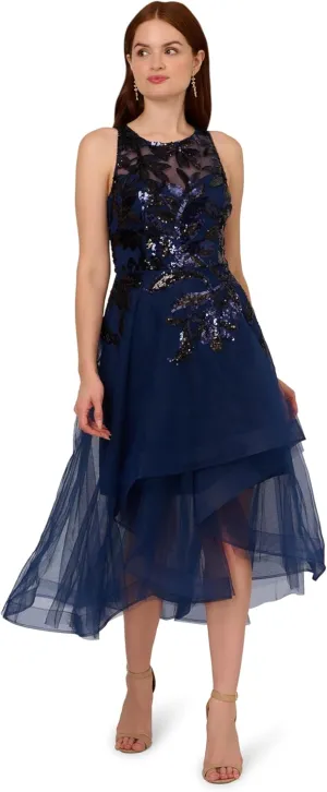 Adrianna Papell Women's Sequin Combo High-Low Dress