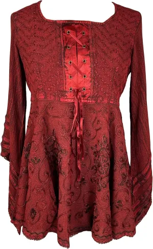Agan Traders 2025 Summer Bell Sleeve Empire Waist Corset Embroidered Tops, Boho Medieval Renaissance Tunic Women's Blouses
