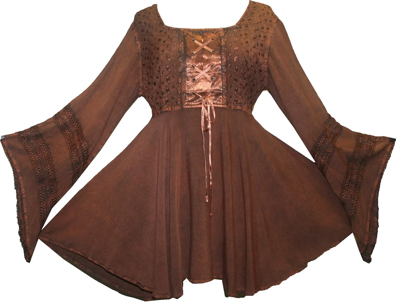 Agan Traders 2025 Summer Bell Sleeve Empire Waist Corset Embroidered Tops, Boho Medieval Renaissance Tunic Women's Blouses