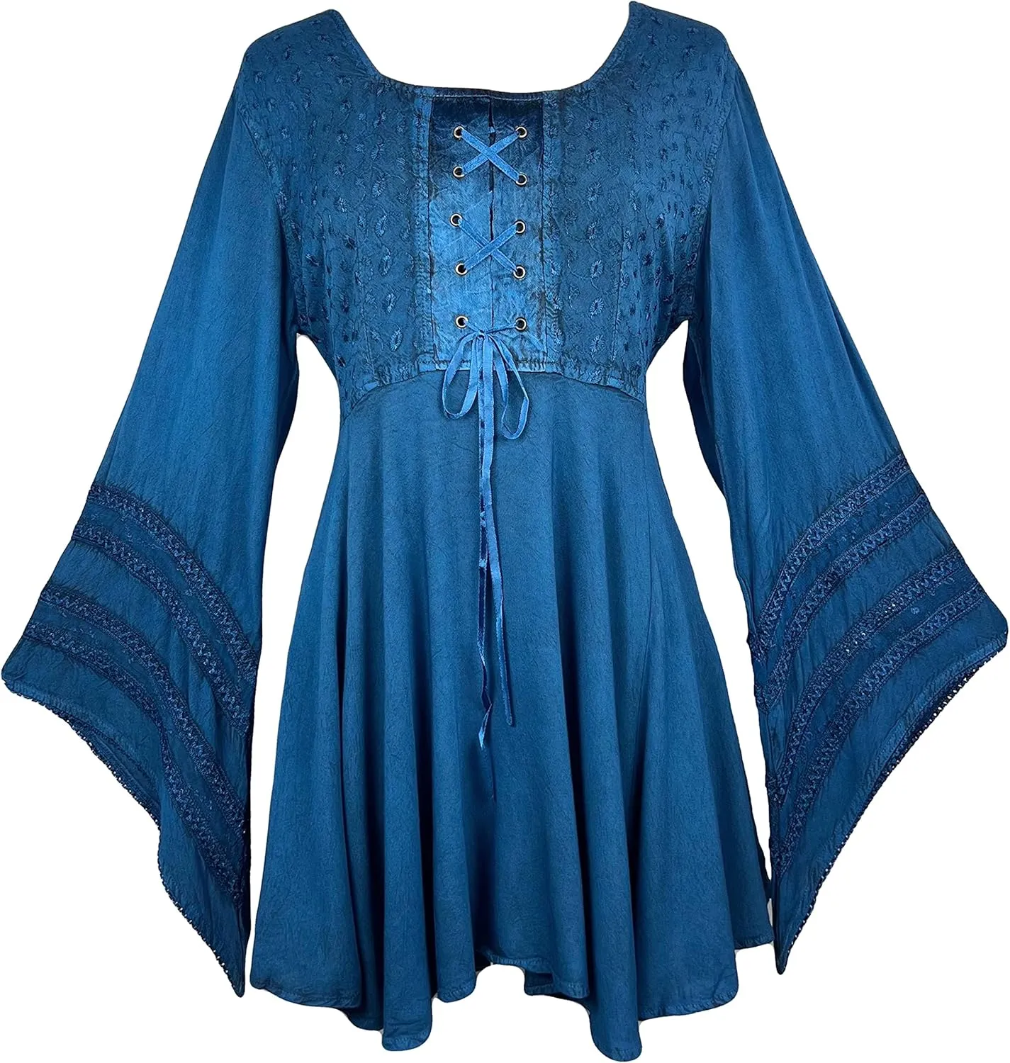 Agan Traders 2025 Summer Bell Sleeve Empire Waist Corset Embroidered Tops, Boho Medieval Renaissance Tunic Women's Blouses