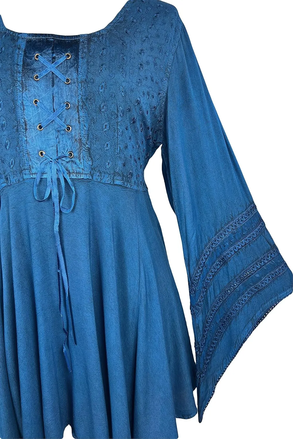 Agan Traders 2025 Summer Bell Sleeve Empire Waist Corset Embroidered Tops, Boho Medieval Renaissance Tunic Women's Blouses