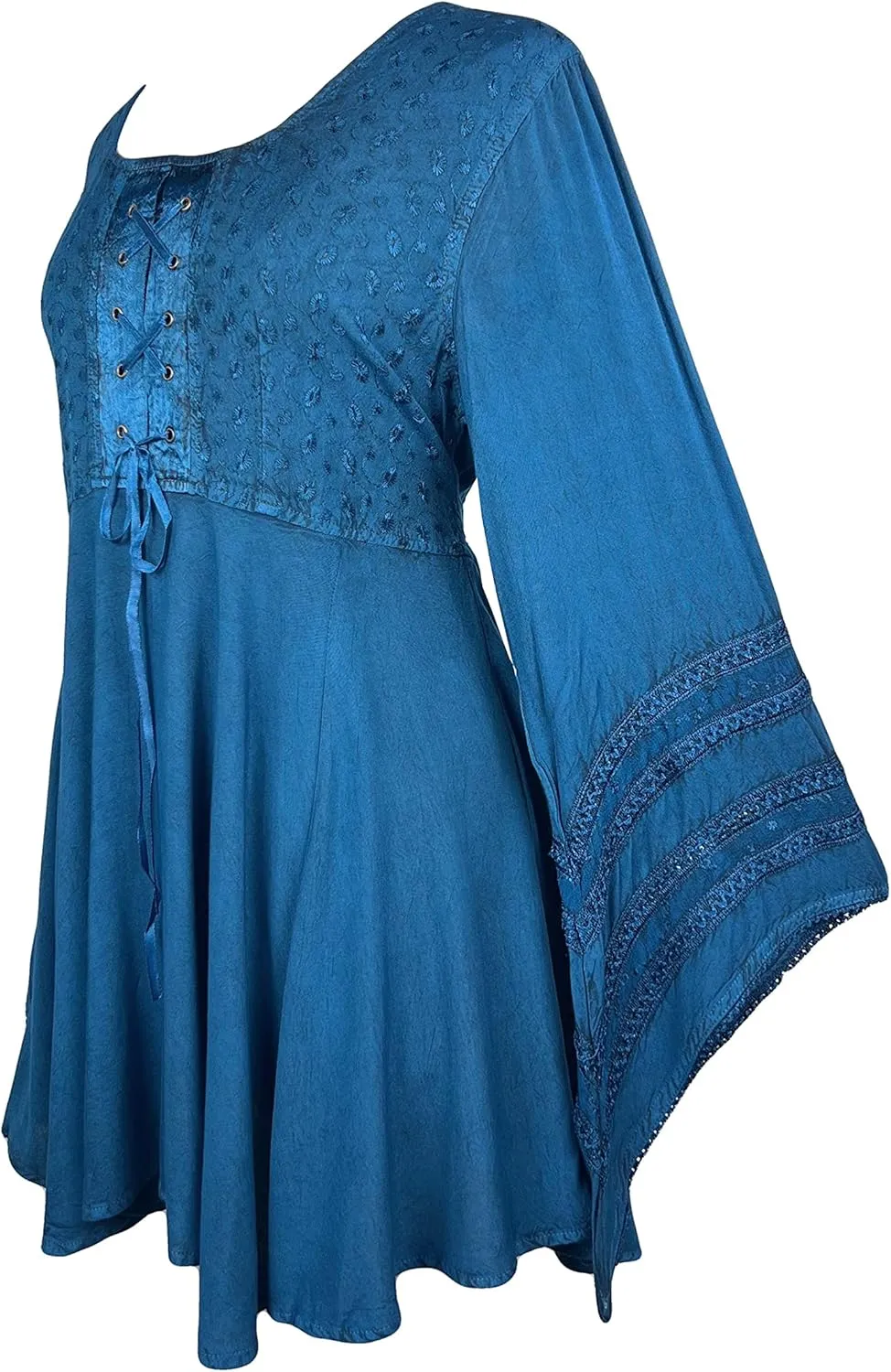 Agan Traders 2025 Summer Bell Sleeve Empire Waist Corset Embroidered Tops, Boho Medieval Renaissance Tunic Women's Blouses