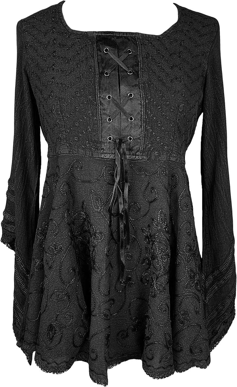 Agan Traders 2025 Summer Bell Sleeve Empire Waist Corset Embroidered Tops, Boho Medieval Renaissance Tunic Women's Blouses