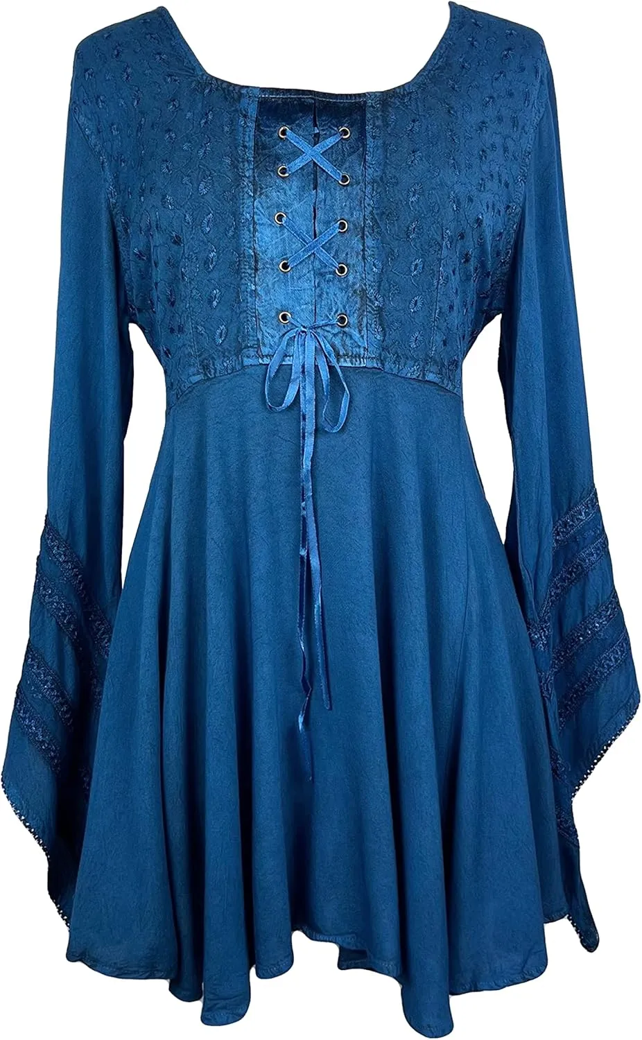Agan Traders 2025 Summer Bell Sleeve Empire Waist Corset Embroidered Tops, Boho Medieval Renaissance Tunic Women's Blouses