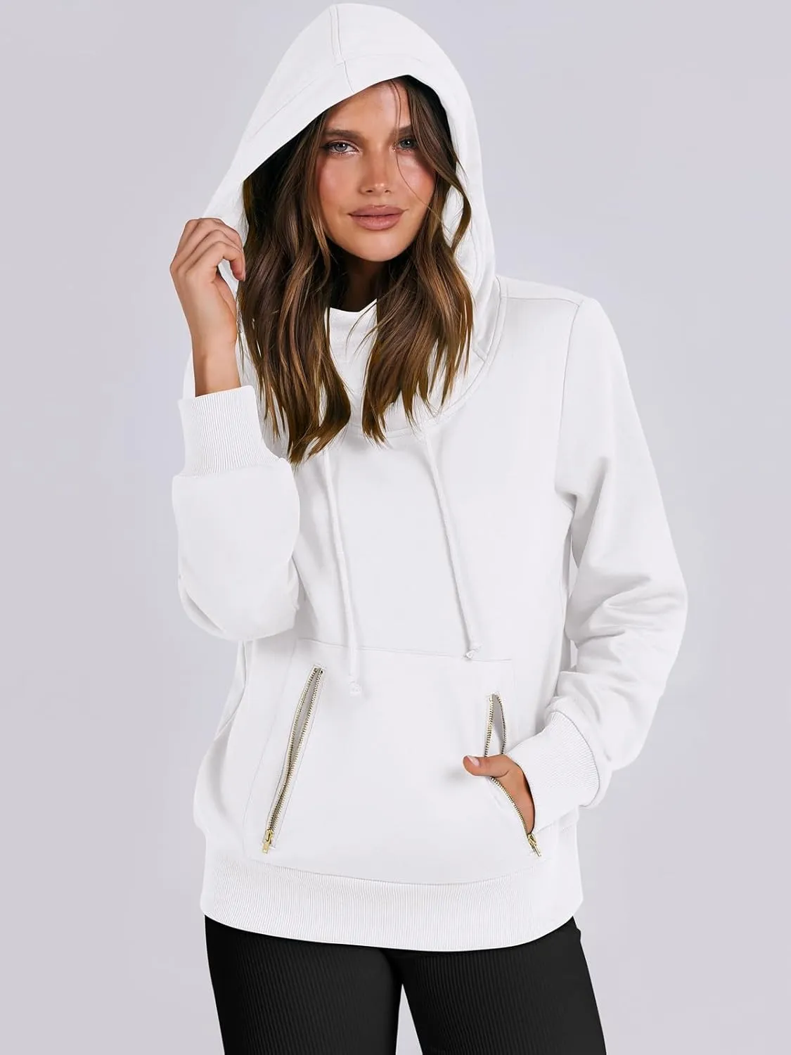 ANRABESS Womens Hoodie Cowl Neck Long Sleeve Sweatshirts 2024 Winter Fashion Pullover With Drawstring Clothes