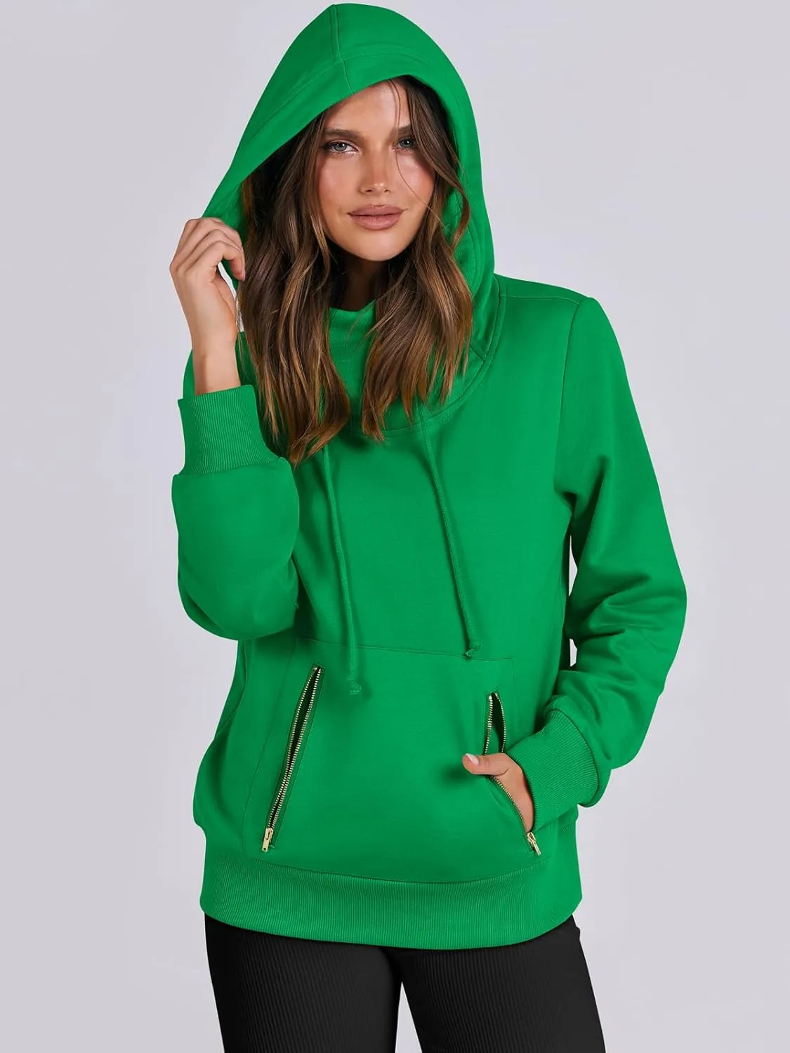 ANRABESS Womens Hoodie Cowl Neck Long Sleeve Sweatshirts 2024 Winter Fashion Pullover With Drawstring Clothes