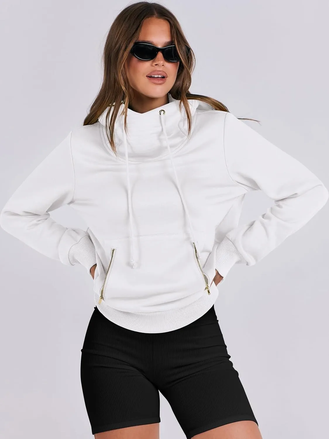 ANRABESS Womens Hoodie Cowl Neck Long Sleeve Sweatshirts 2024 Winter Fashion Pullover With Drawstring Clothes