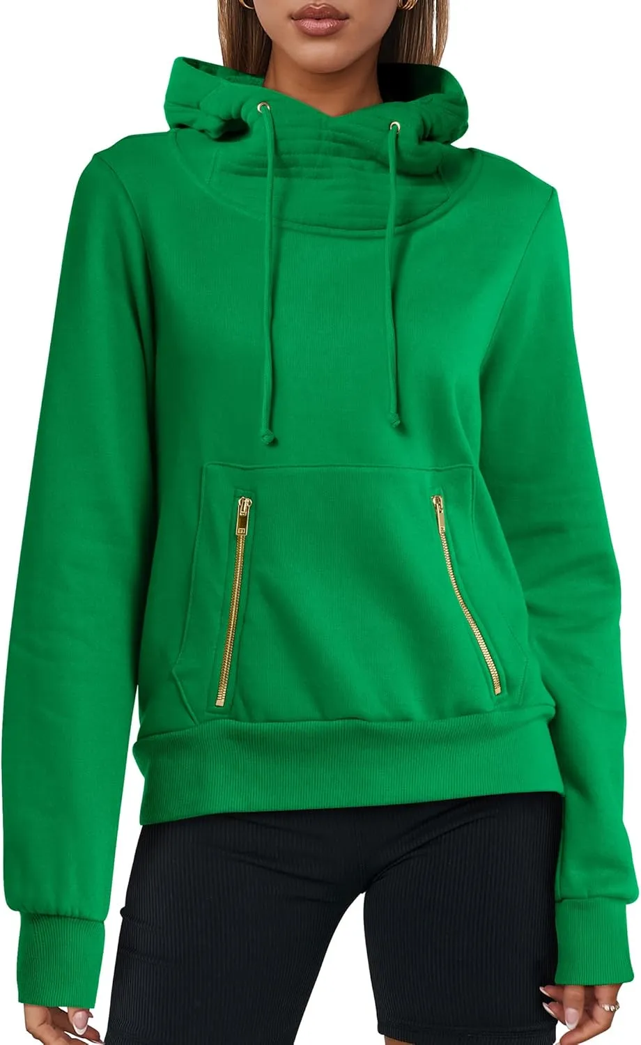 ANRABESS Womens Hoodie Cowl Neck Long Sleeve Sweatshirts 2024 Winter Fashion Pullover With Drawstring Clothes