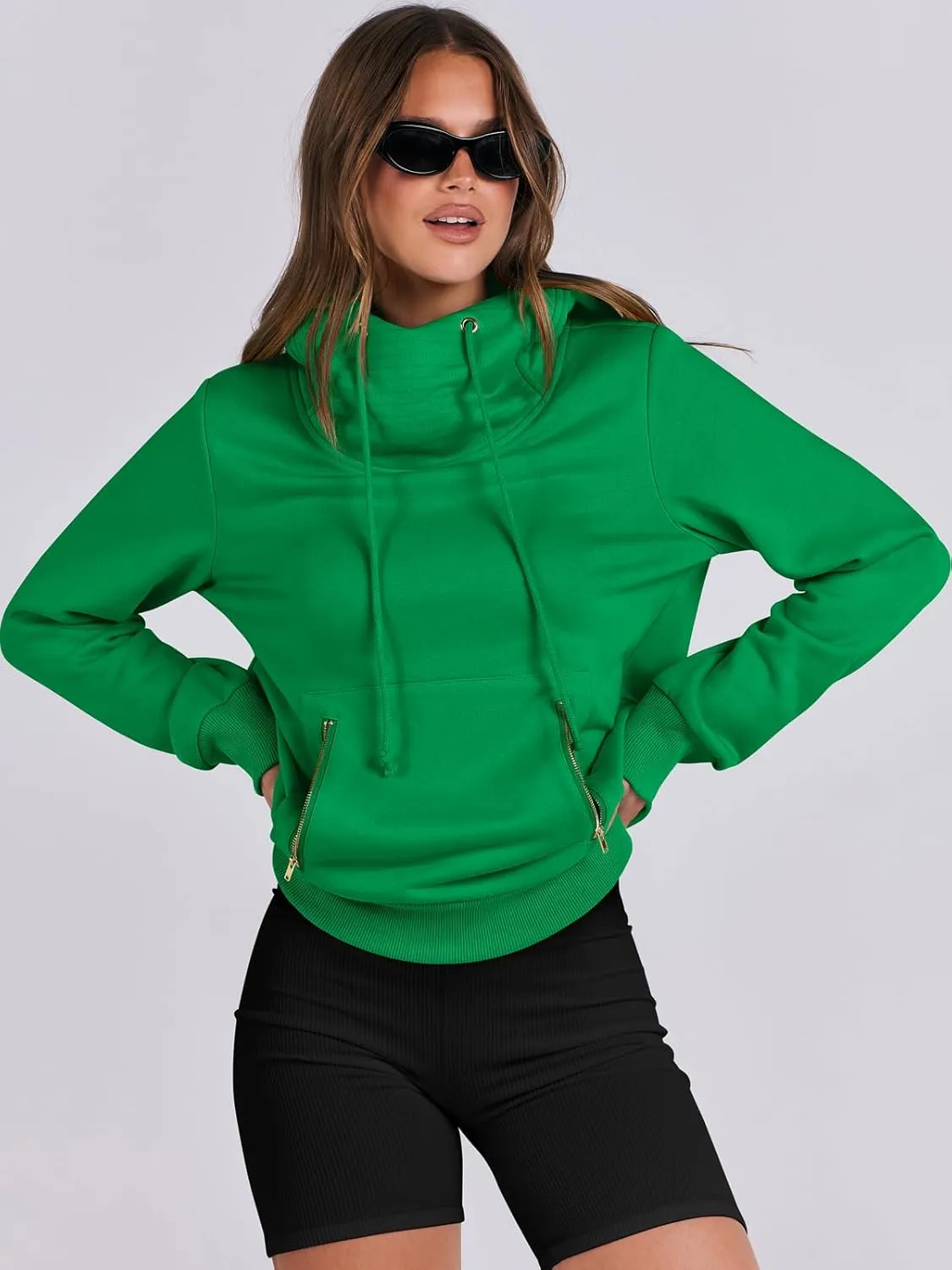 ANRABESS Womens Hoodie Cowl Neck Long Sleeve Sweatshirts 2024 Winter Fashion Pullover With Drawstring Clothes