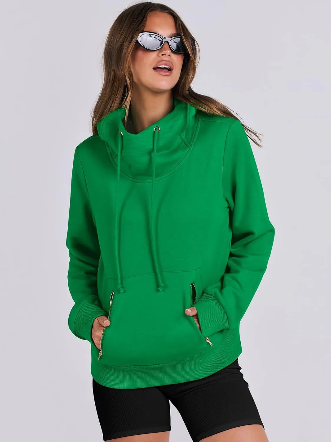 ANRABESS Womens Hoodie Cowl Neck Long Sleeve Sweatshirts 2024 Winter Fashion Pullover With Drawstring Clothes