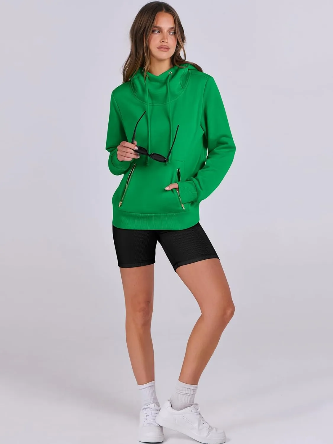 ANRABESS Womens Hoodie Cowl Neck Long Sleeve Sweatshirts 2024 Winter Fashion Pullover With Drawstring Clothes