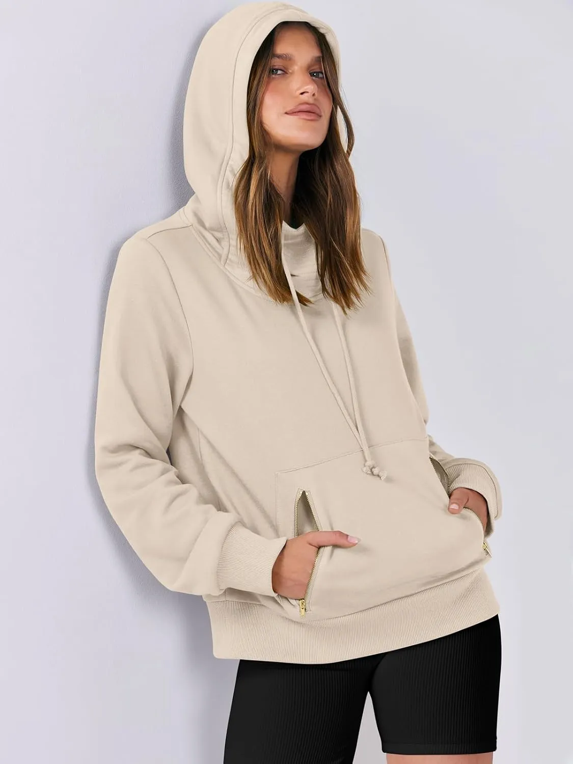 ANRABESS Womens Hoodie Cowl Neck Long Sleeve Sweatshirts 2024 Winter Fashion Pullover With Drawstring Clothes