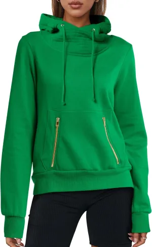 ANRABESS Womens Hoodie Cowl Neck Long Sleeve Sweatshirts 2024 Winter Fashion Pullover With Drawstring Clothes