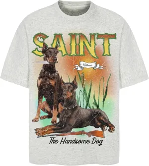 Arnodefrance Unisex Vintage Graphic Tshirt Saint The Handsome Dog Printing Tshirts Rapper Tee Shirt Short Sleeve Shirt