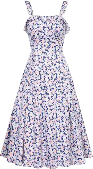 Belle Poque Women's 2025 Summer Sundresses Square Neck A Line Midi Boho Beach Floral Dress