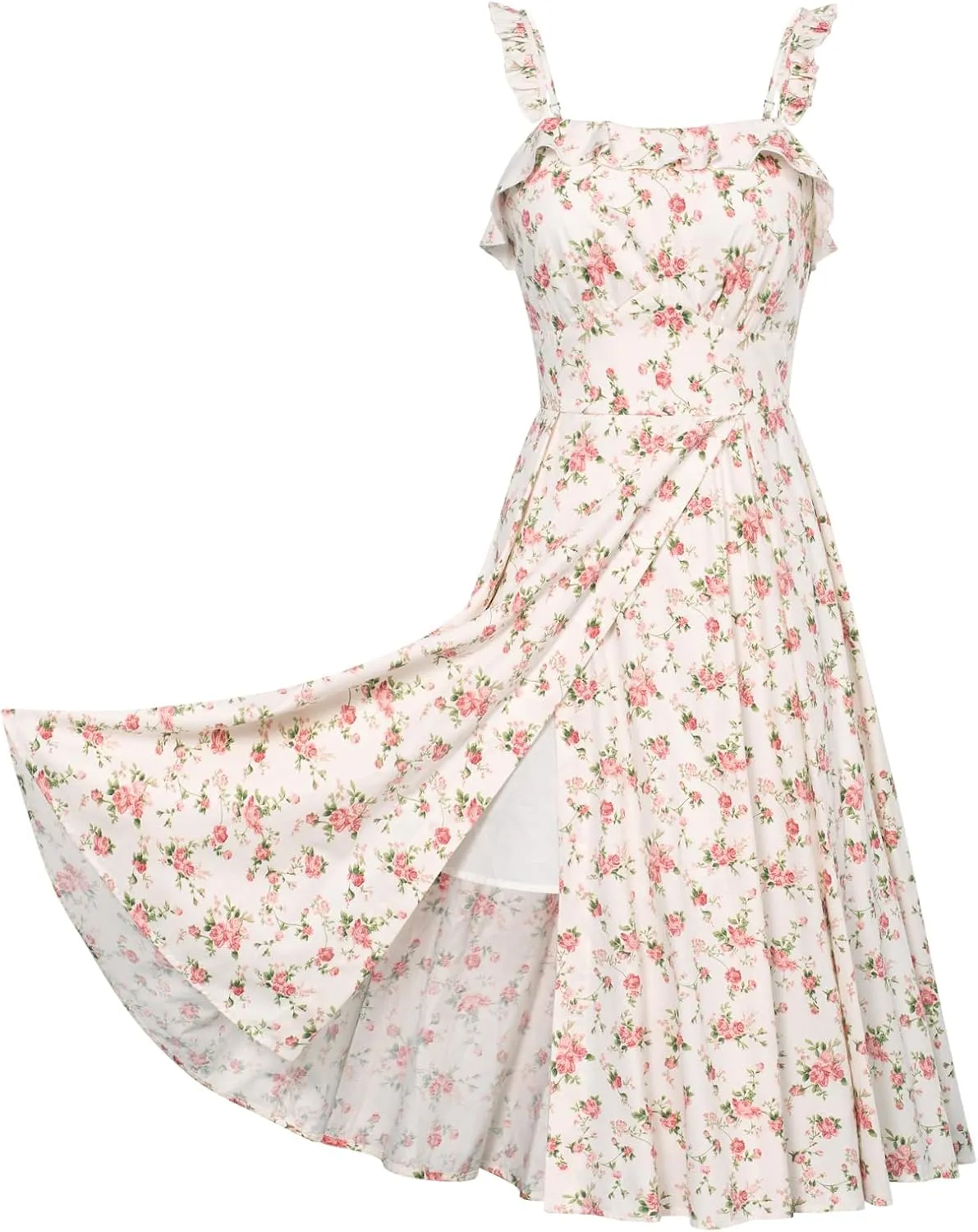 Belle Poque Women's 2025 Summer Sundresses Square Neck A Line Midi Boho Beach Floral Dress