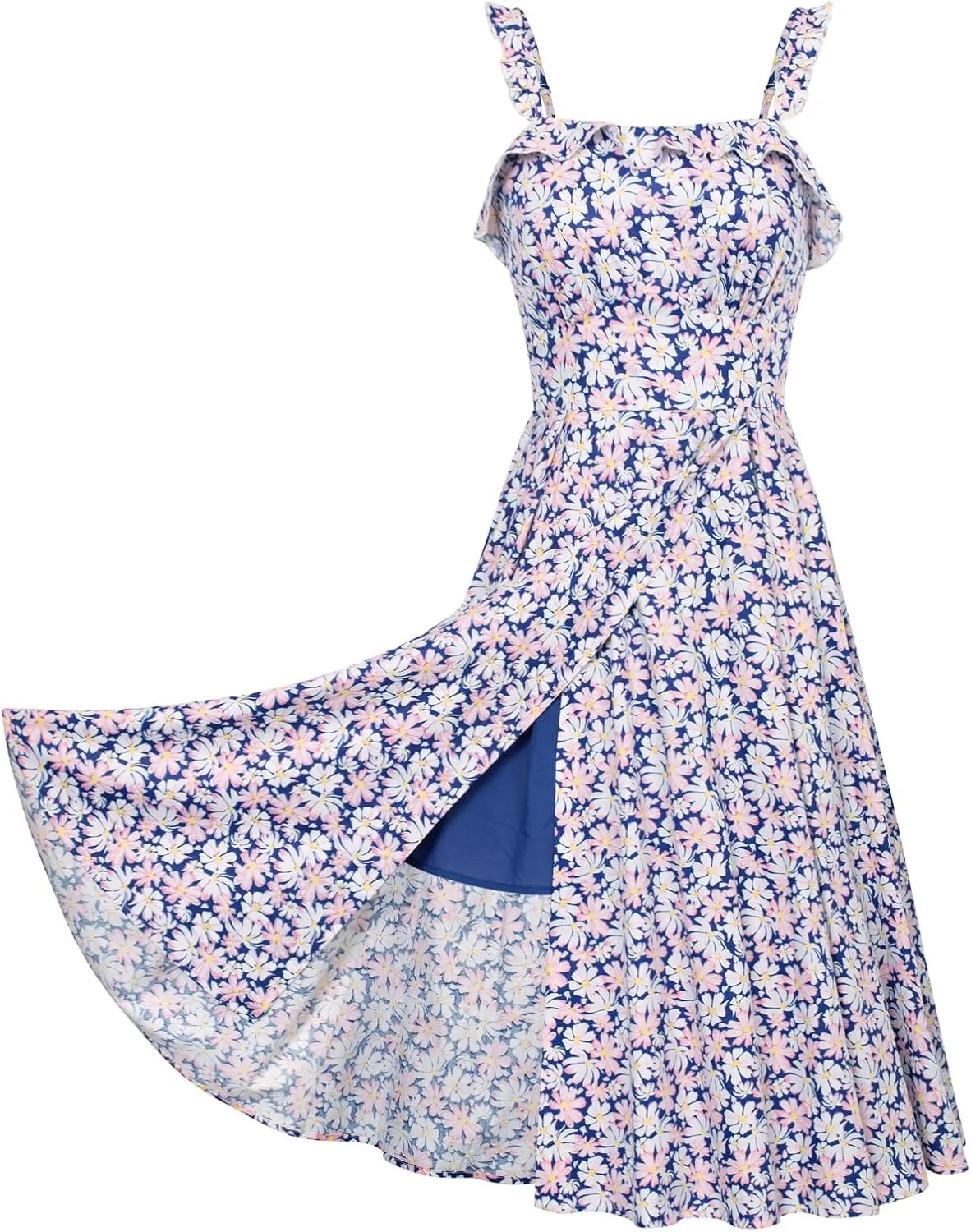 Belle Poque Women's 2025 Summer Sundresses Square Neck A Line Midi Boho Beach Floral Dress