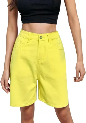 Bermuda Denim Shorts for Women High Waisted Trendy Jean Shorts Casual Vintage Long Stretchy Jeans Pants Summer Jorts