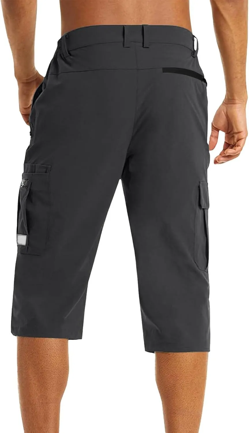 Big and Tall Cargo Shorts for Men Quick Dry Lightweight Hiking Athletic 3/4 Capris Casual Work Golf Short Pant Pocket