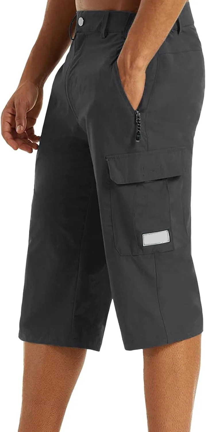 Big and Tall Cargo Shorts for Men Quick Dry Lightweight Hiking Athletic 3/4 Capris Casual Work Golf Short Pant Pocket