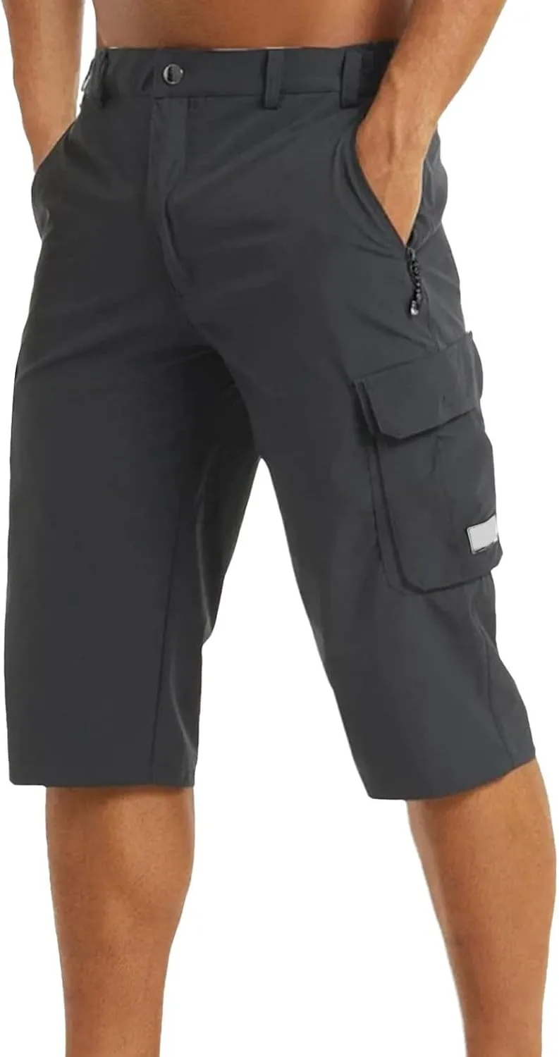 Big and Tall Cargo Shorts for Men Quick Dry Lightweight Hiking Athletic 3/4 Capris Casual Work Golf Short Pant Pocket