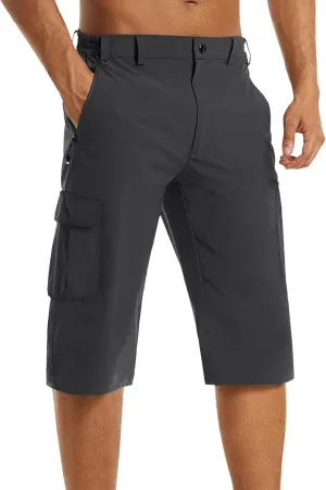 Big and Tall Cargo Shorts for Men Quick Dry Lightweight Hiking Athletic 3/4 Capris Casual Work Golf Short Pant Pocket