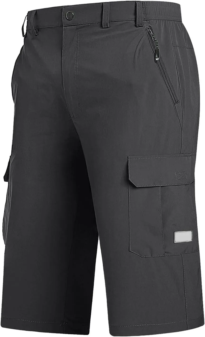 Big and Tall Cargo Shorts for Men Quick Dry Lightweight Hiking Athletic 3/4 Capris Casual Work Golf Short Pant Pocket