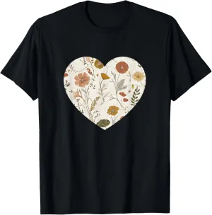Boho Floral Pattern Flowers Vintage Minimalist Graphic T-Shirt