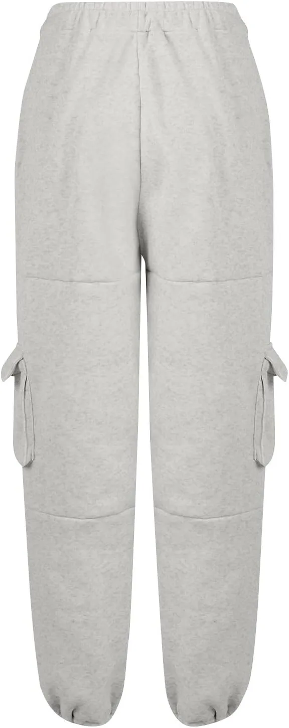 Cargo Sweatpants for Women Baggy Elastic High Waisted Joggers Drawstring Adjustable Cinch Bottom Wide Leg Sweatpants