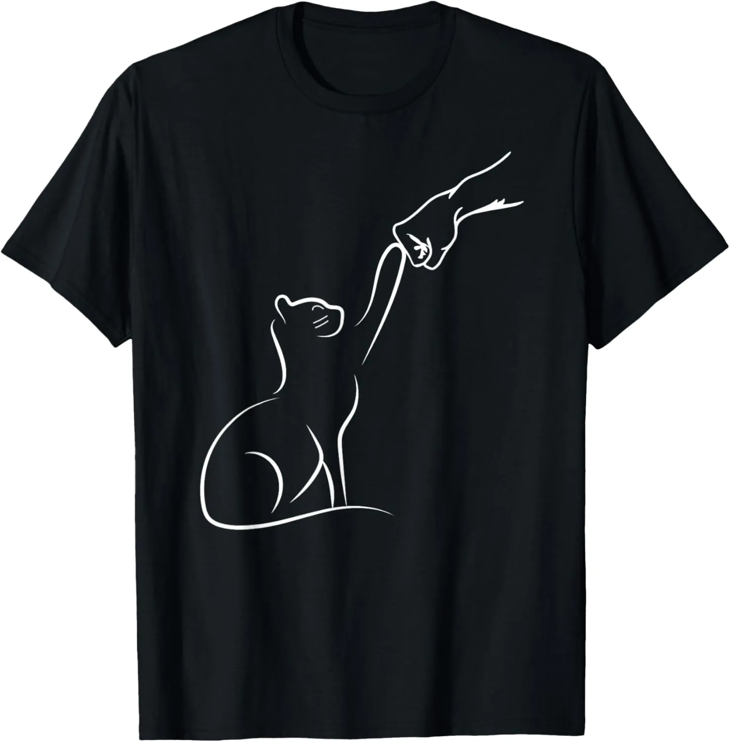 Cat Fist Bump, Cat Lover, Minimalist Cat Line Drawing T-Shirt