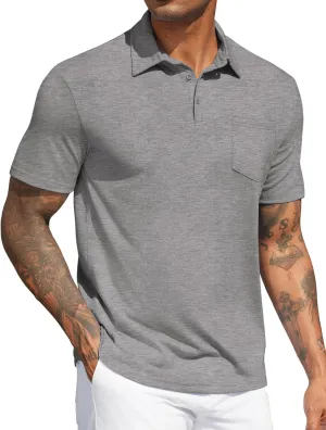 COOFANDY Mens Polo Shirts Short Sleeve Casual Golf Shirt Basic Solid Color Collared T-Shirt Stylish Summer Polo T Shirt