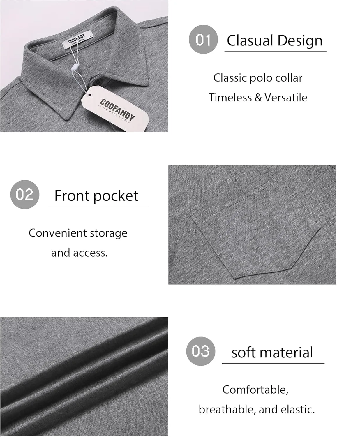 COOFANDY Mens Polo Shirts Short Sleeve Casual Golf Shirt Basic Solid Color Collared T-Shirt Stylish Summer Polo T Shirt