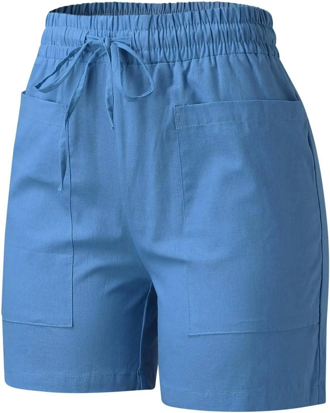 Cotton Linen Shorts for Women Summer Casual High Waisted Drawstring Beach Shorts Lightweight Baggy Trendy Short Pants