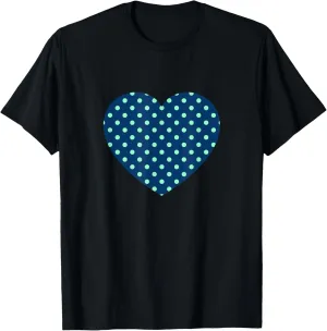 Cute Dark Blue Green Polka Dot Pattern Minimalist Graphic T-Shirt