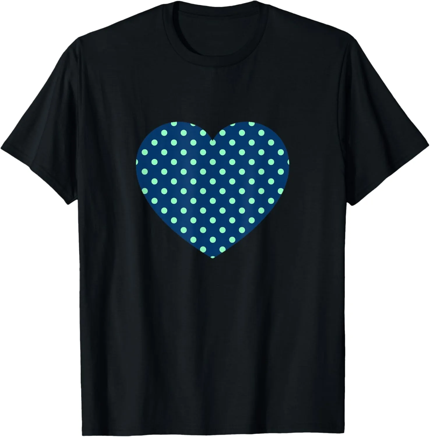 Cute Dark Blue Green Polka Dot Pattern Minimalist Graphic T-Shirt
