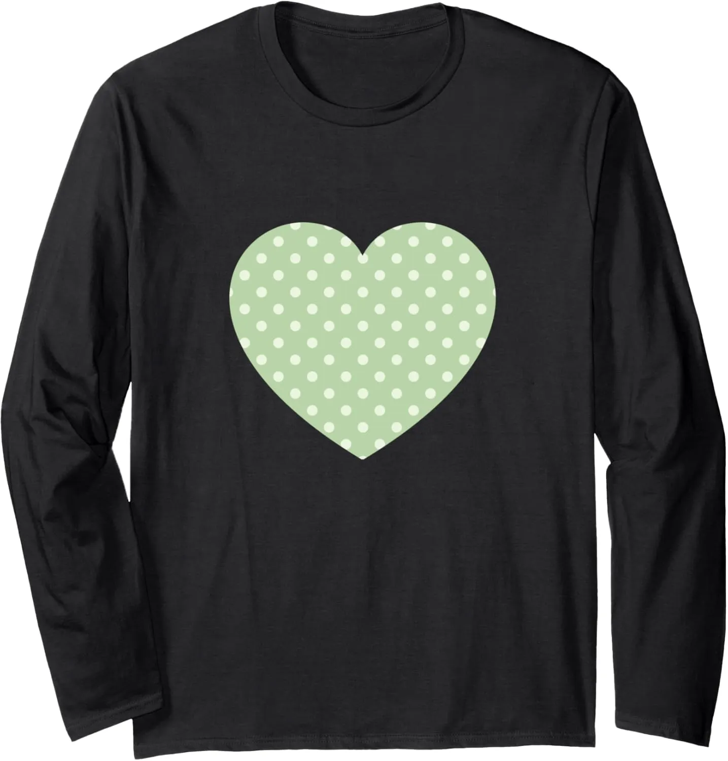 Cute Pastel Light Green Polka Dot Pattern Minimalist Graphic Long Sleeve T-Shirt