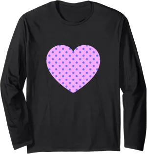 Cute Pink and Purple Polka Dot Pattern Minimalist Graphic Long Sleeve T-Shirt
