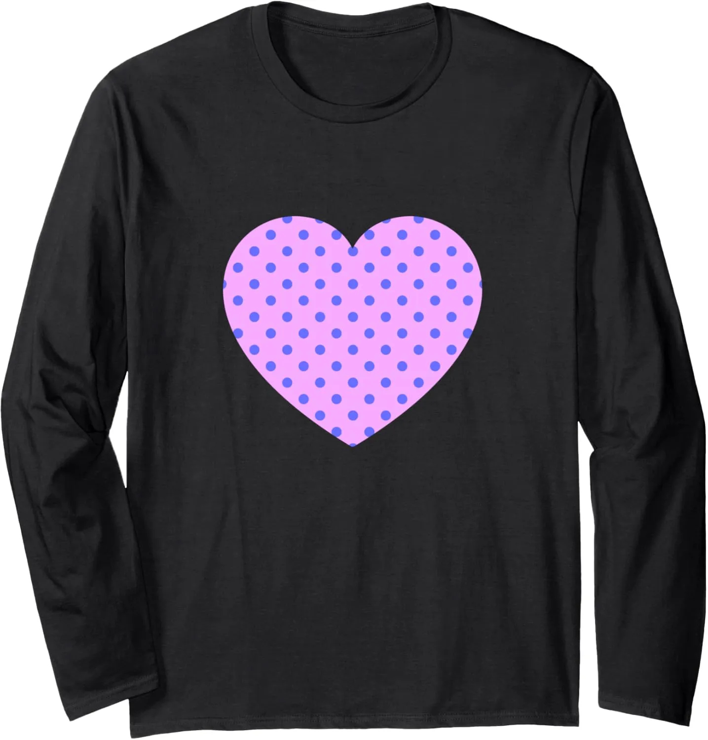 Cute Pink and Purple Polka Dot Pattern Minimalist Graphic Long Sleeve T-Shirt