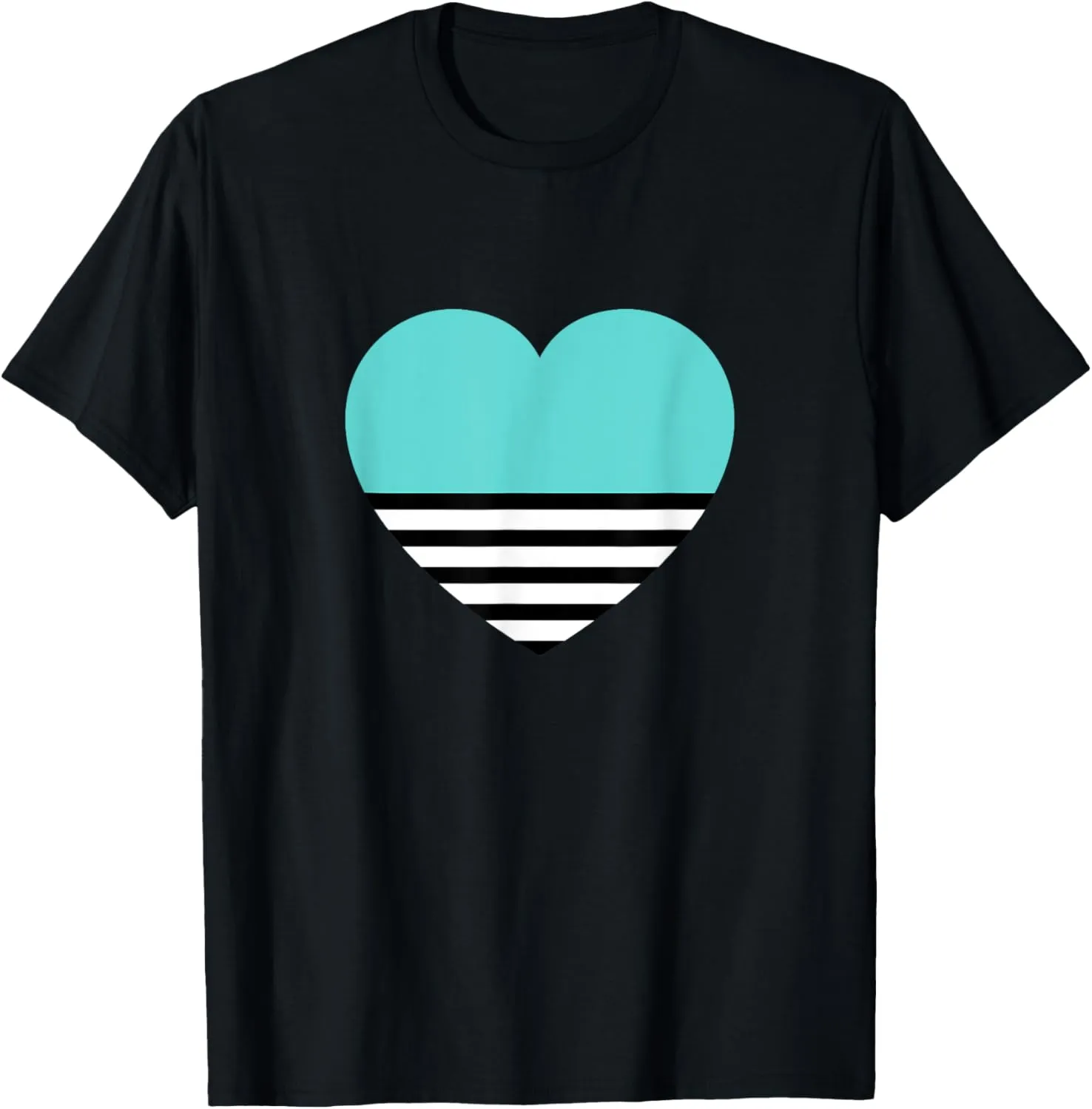 Cute Retro Pop Bold Turquoise Stripes Minimalist Graphic T-Shirt