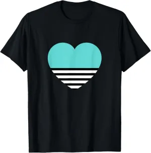 Cute Retro Pop Bold Turquoise Stripes Minimalist Graphic T-Shirt
