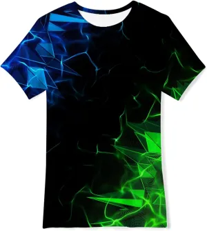 Enlifety Boys Girls T-Shirts 3D Graphic Shirts Kids Cool Short Sleeve Tees Size 4-14T