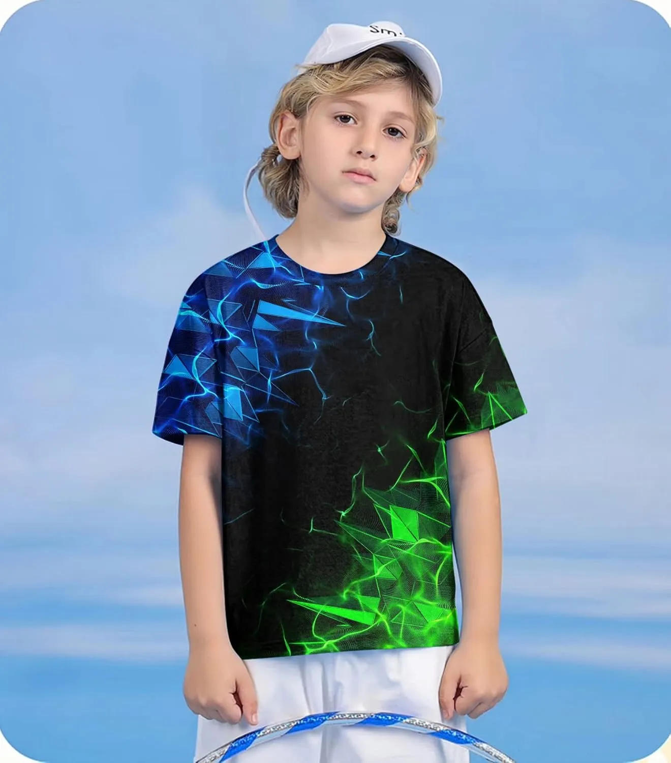Enlifety Boys Girls T-Shirts 3D Graphic Shirts Kids Cool Short Sleeve Tees Size 4-14T