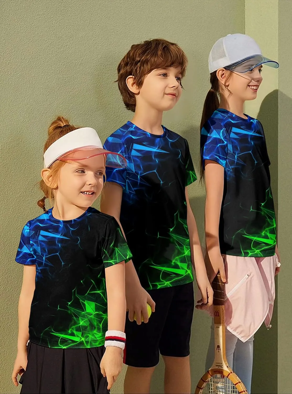 Enlifety Boys Girls T-Shirts 3D Graphic Shirts Kids Cool Short Sleeve Tees Size 4-14T
