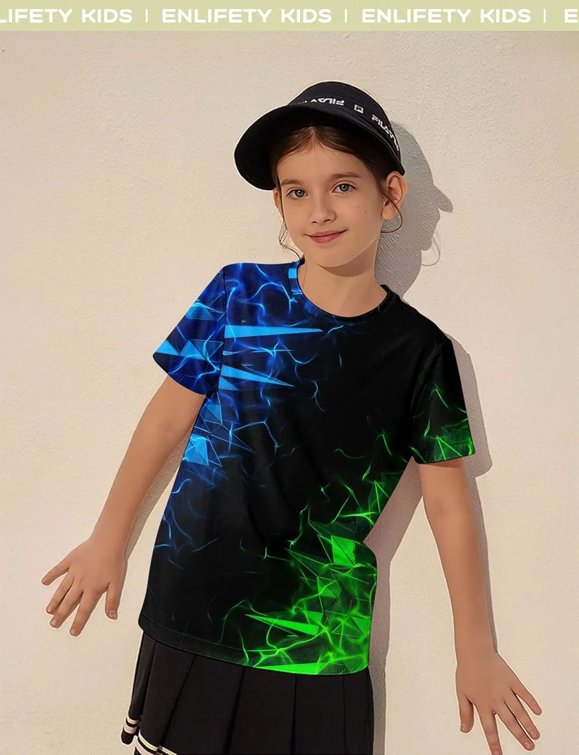 Enlifety Boys Girls T-Shirts 3D Graphic Shirts Kids Cool Short Sleeve Tees Size 4-14T