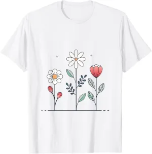 Funny Cute Flower Floral Minimalist Graphic T-Shirt