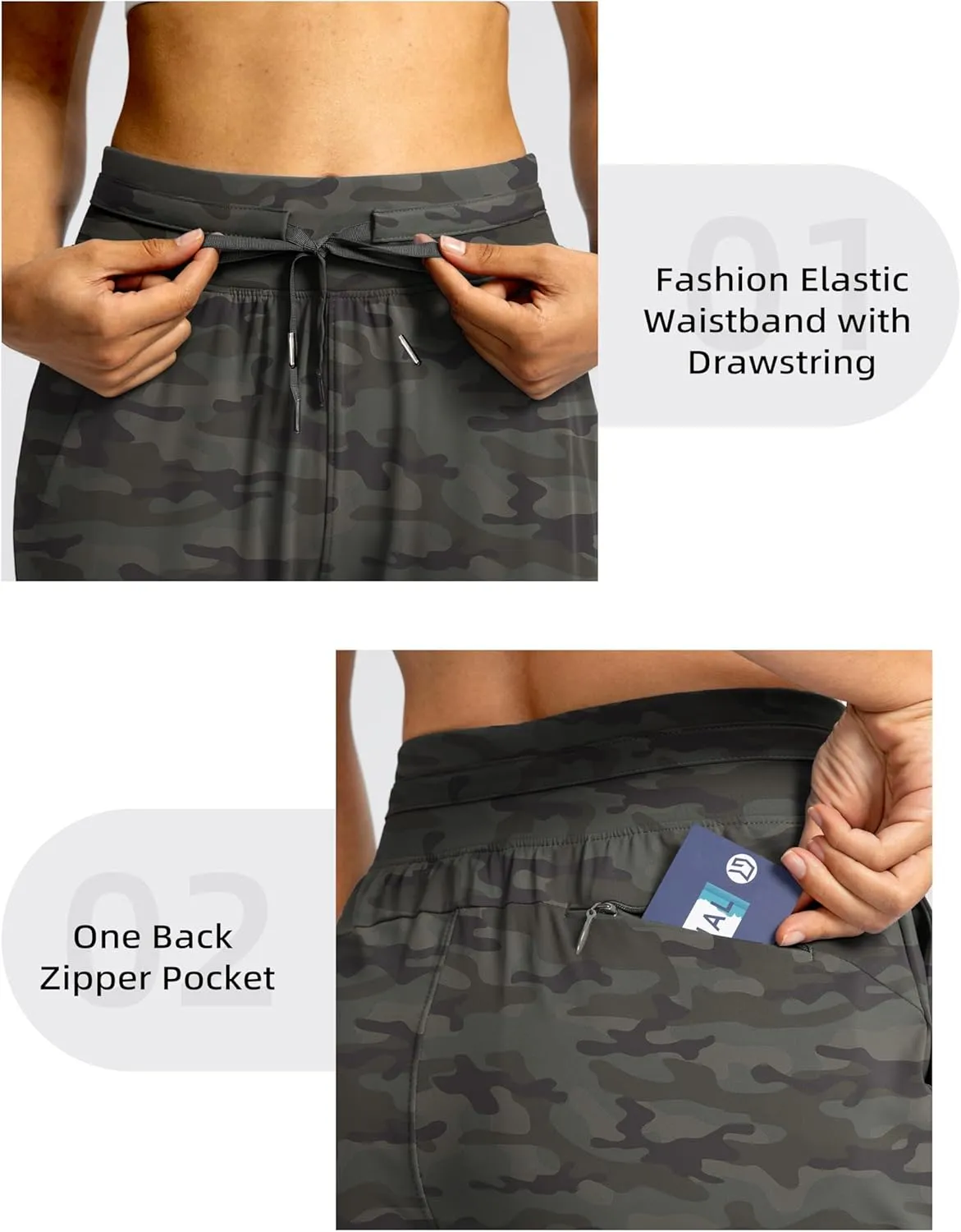 G Gradual Women's Joggers Pants with Zipper Pockets High Waisted Athletic Tapered Sweatpants for Women Workout Lounge