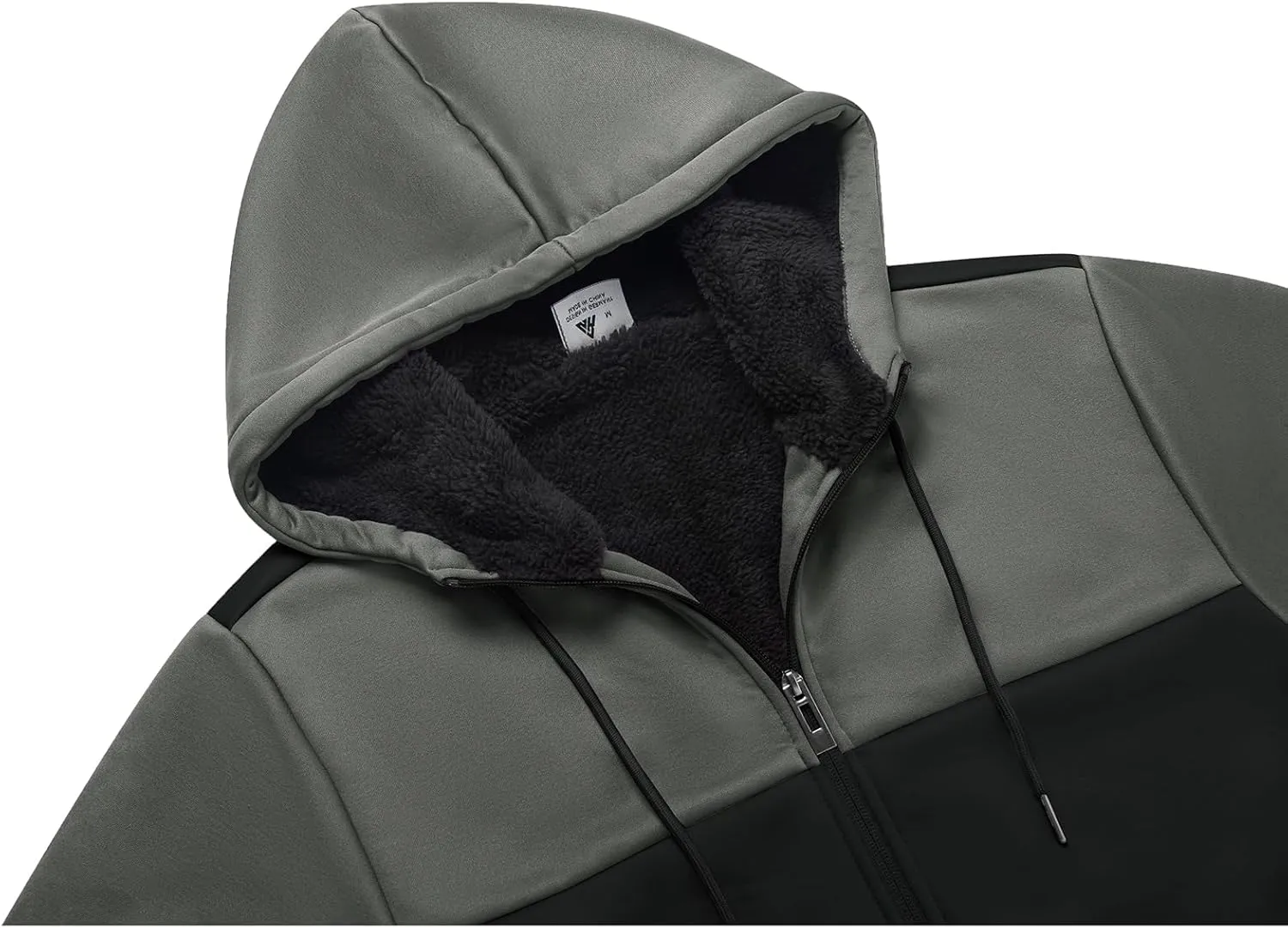 GEEK LIGHTING Mens Fleece Hoodies Zip Up Color Block Thick Winter Hooded Sweatshirt