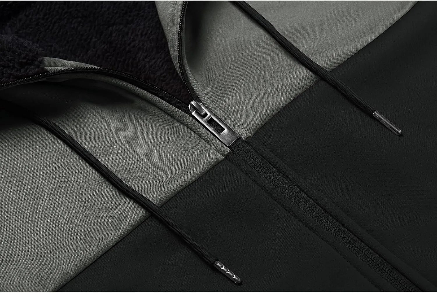 GEEK LIGHTING Mens Fleece Hoodies Zip Up Color Block Thick Winter Hooded Sweatshirt