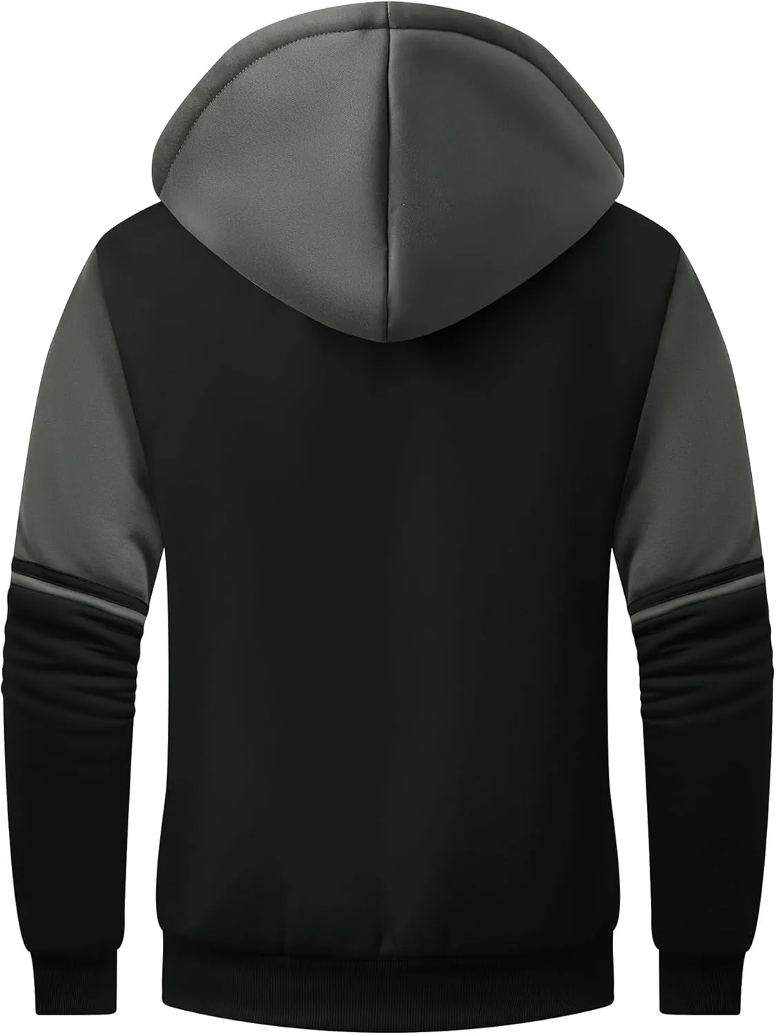 GEEK LIGHTING Mens Fleece Hoodies Zip Up Color Block Thick Winter Hooded Sweatshirt